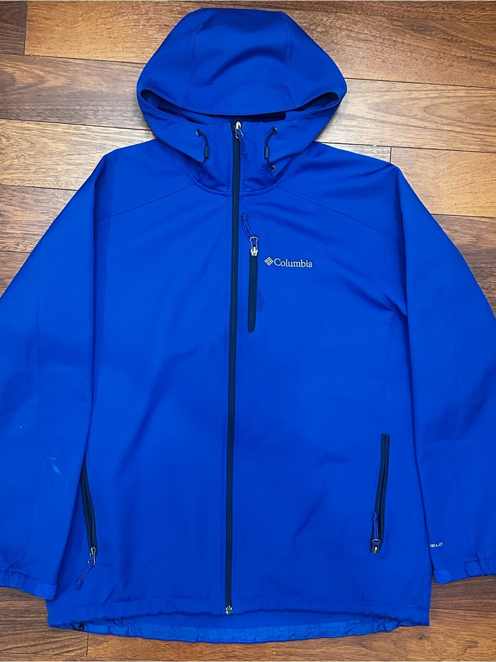 Columbia Blue Hooded Raincoat